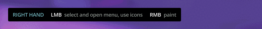 Input Hints bar for the Paint Brush showing Open Menu and Paint actions